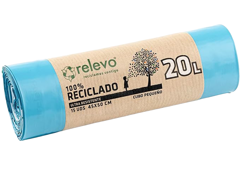 Relevo sacs poubelle avec poignées, très résistant 20 L, 15 pièces