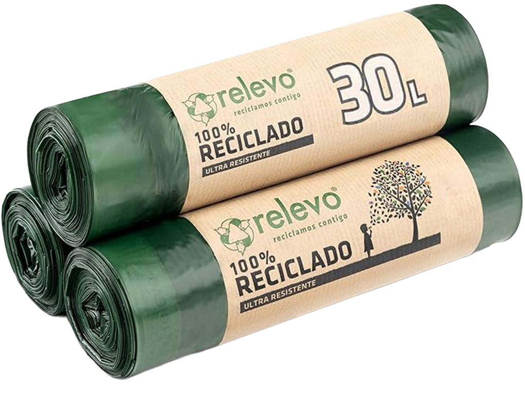 Relevo sacs poubelle avec poignées, très résistant 30 L, 45 pièces