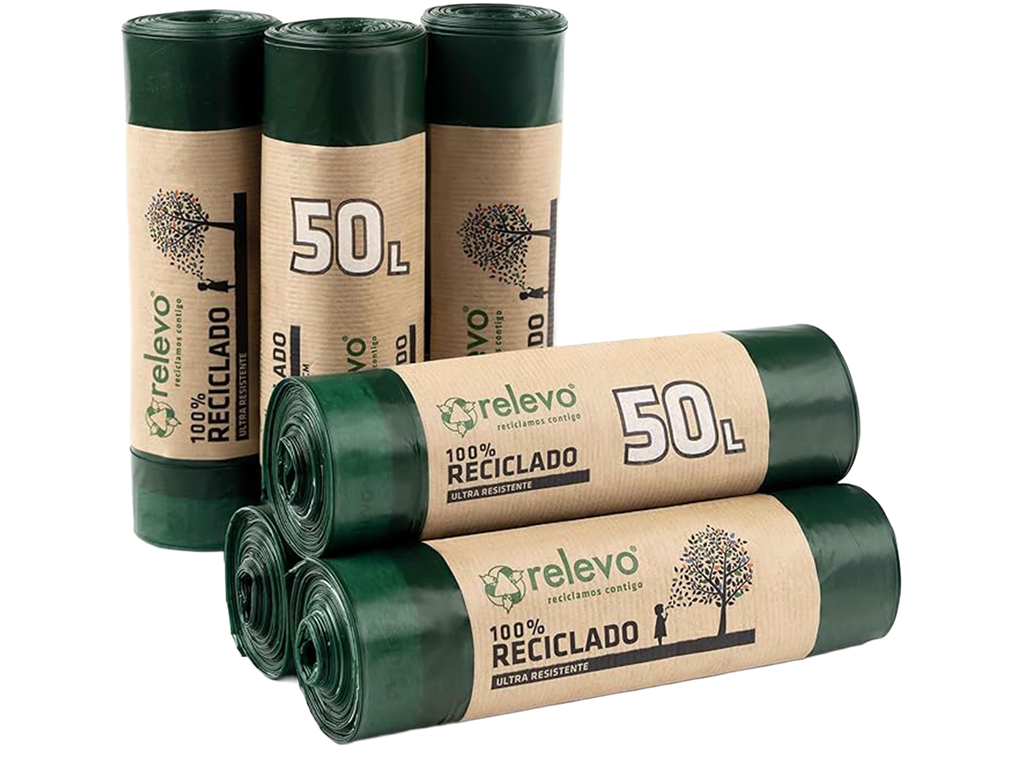 Cliquez pour voir la vue complète       Relevo sacs poubelle avec poignées, très résistant 50 L, 60 pièces