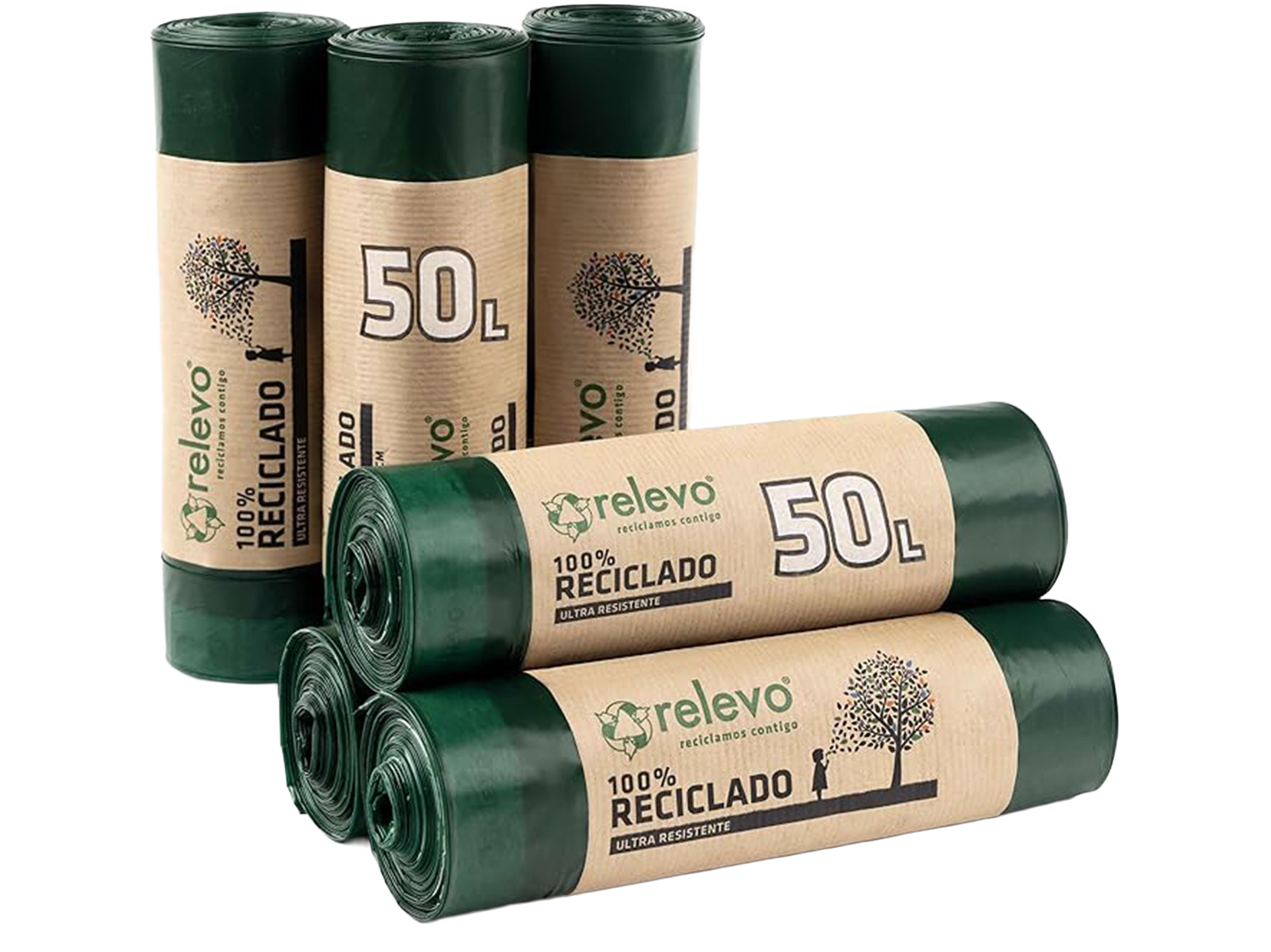 Cliquez pour voir la vue complète       Relevo sacs poubelle avec poignées, très résistant 50 L, 60 pièces