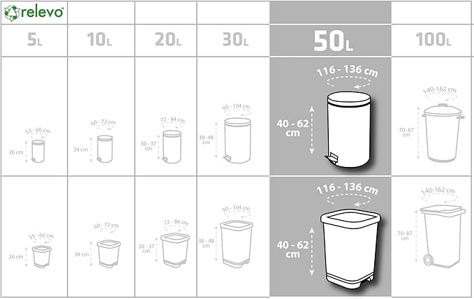 Cliquez pour voir la vue complète       Relevo sacs poubelle avec poignées, très résistant 50 L, 60 pièces