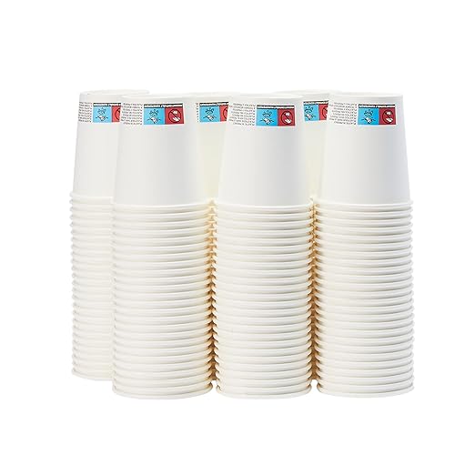 Gobelets en carton pour boissons chaudes, 207 ml, 100 unité, lot de 1, Carton, Polyéthylène, Blanc