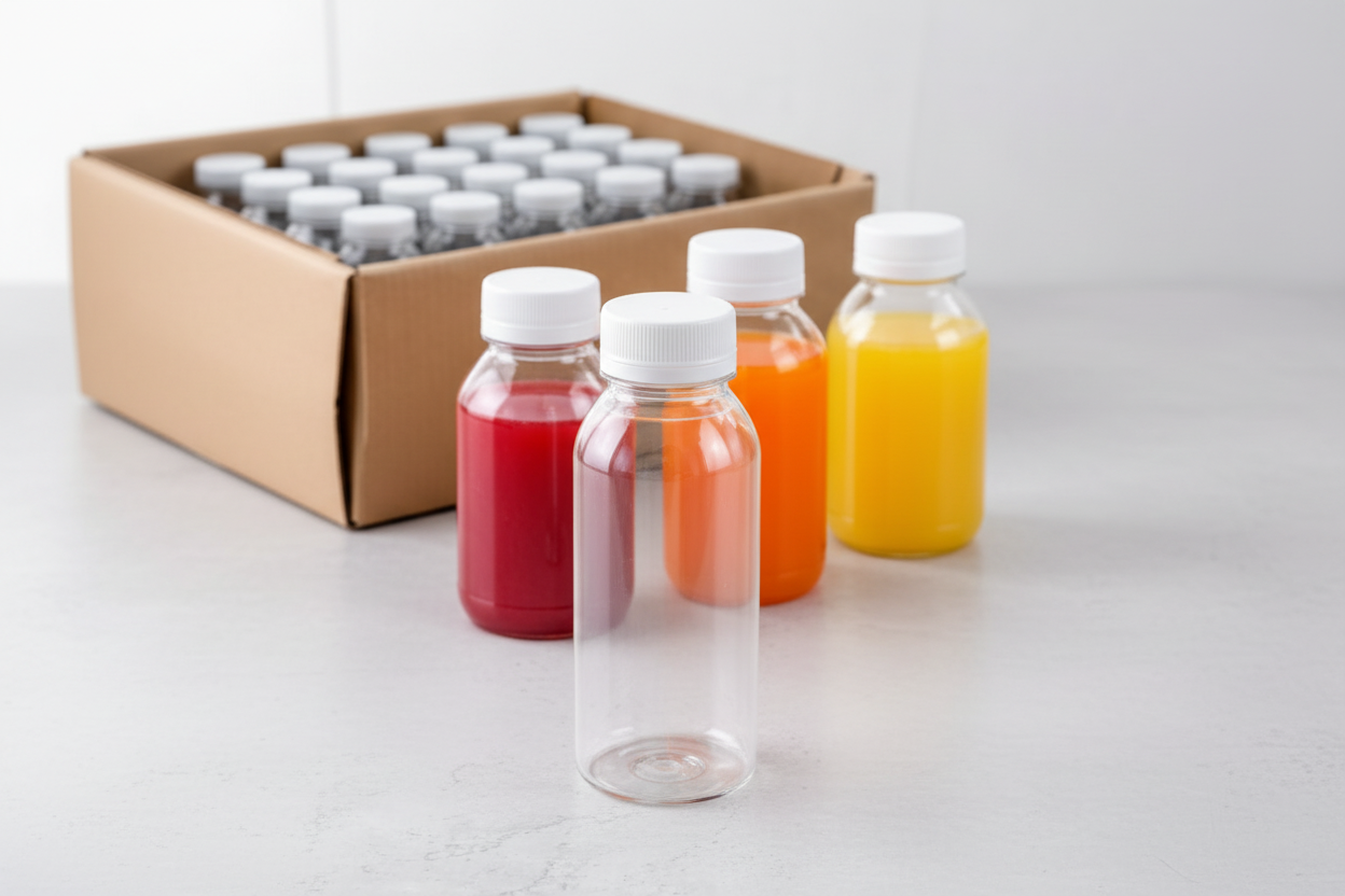 🧴 Bouteille à Jus PET 250 ml avec Bouchon – Transparent