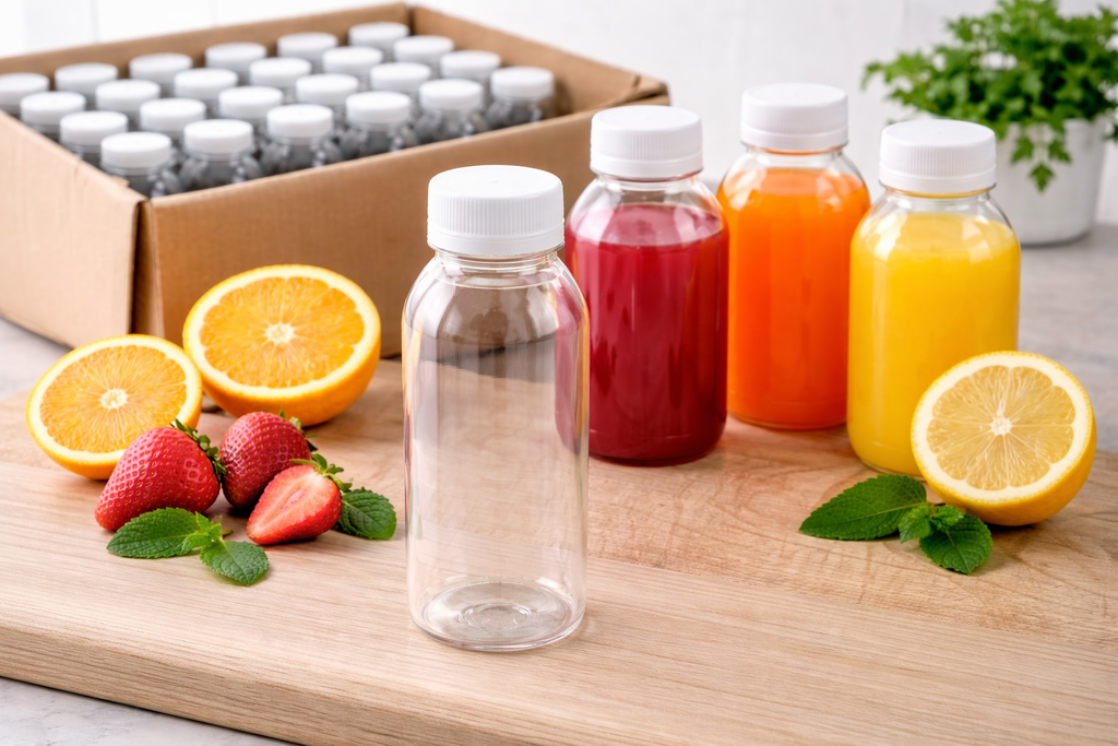 🧴 Bouteille à Jus PET 250 ml avec Bouchon – Transparent