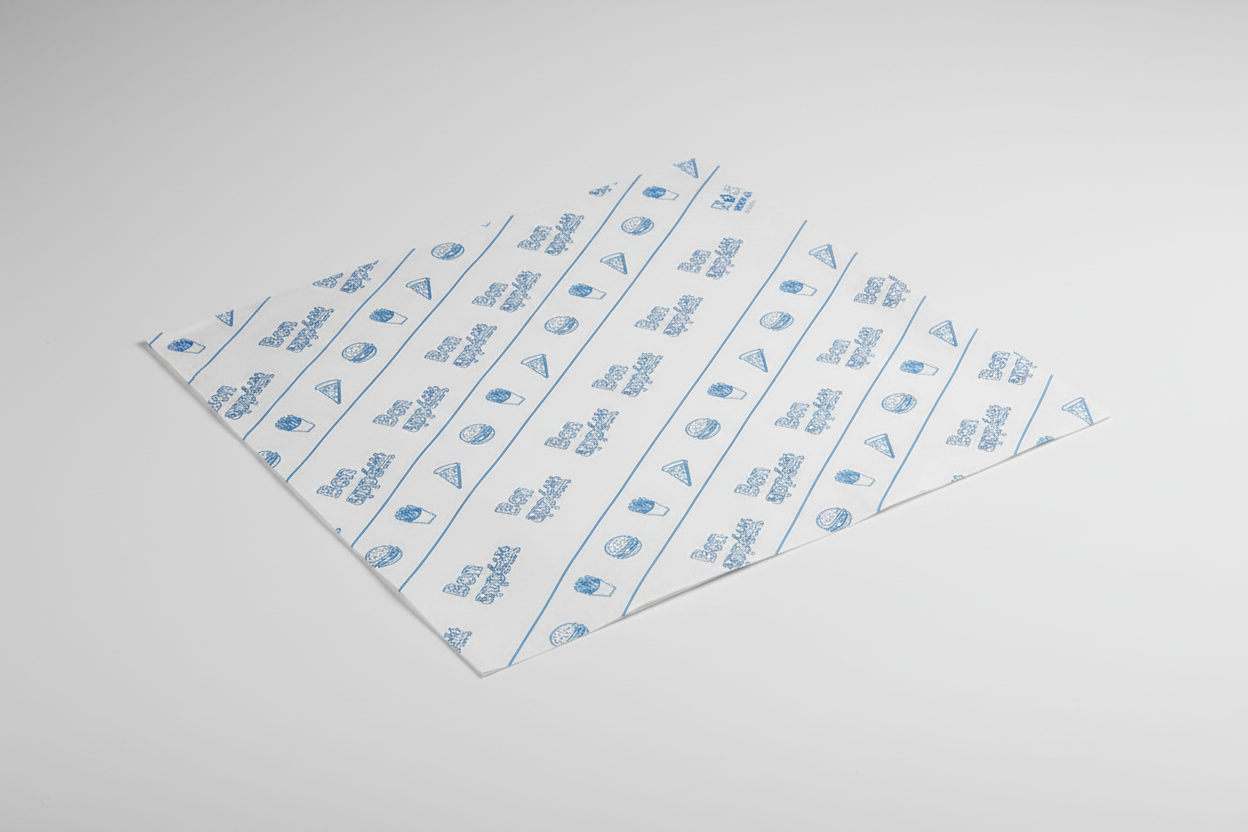 🍔 Papier d’Emballage Alimentaire 25x32 cm / 33x40 cm – Blanc / Bleu / Rouge Lot de 1000 feuilles