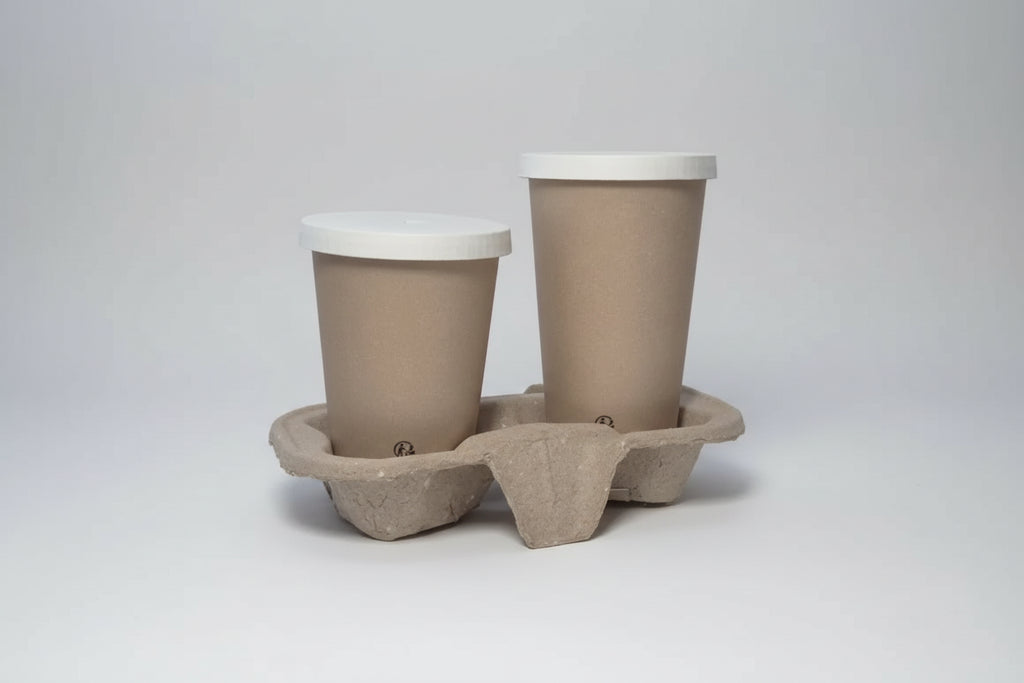 🥤 Porte-Gobelet 4 Compartiments Sécable – Pulpe de Canne à Sucre | Carton de 400