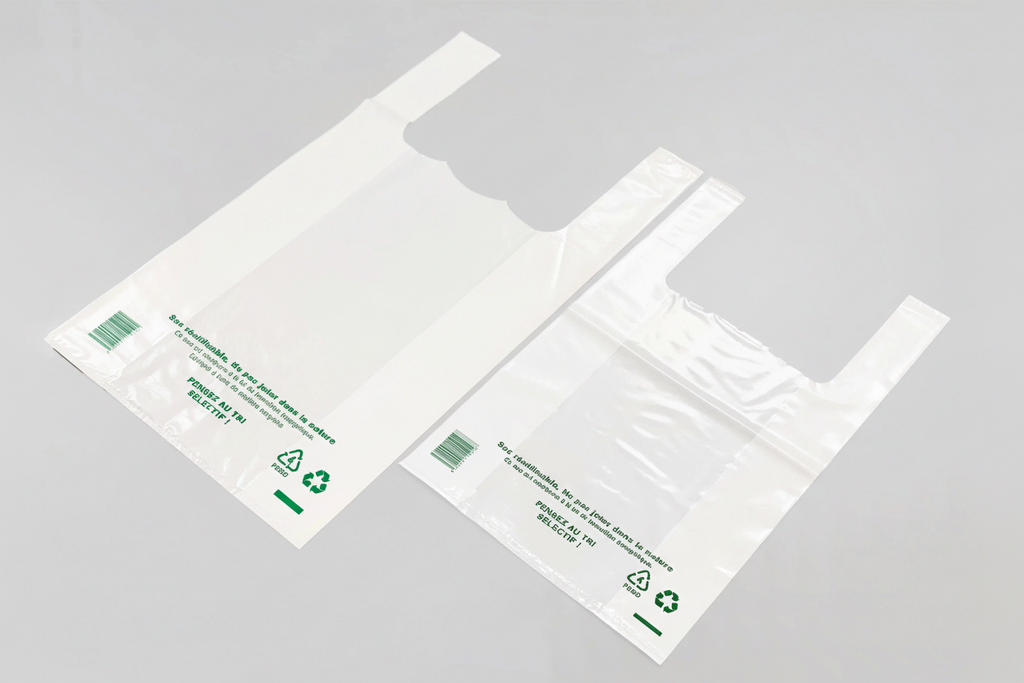 🛍️ Sac Plastique Réutilisable à Bretelles Blanc – 33x18x63 cm | Lot de 500