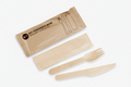 🥢 Kit Couverts Bois 3 Pièces – Couteau + Fourchette + Serviette